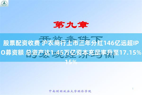 股票配资收费 沪农商行上市三年分红146亿远超IPO募资额 总资产达1.45万亿资本充足率升至17.15%