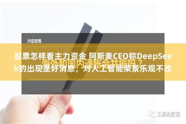 股票怎样看主力资金 阿斯麦CEO称DeepSeek的出现是好消息，对人工智能荣景乐观不改